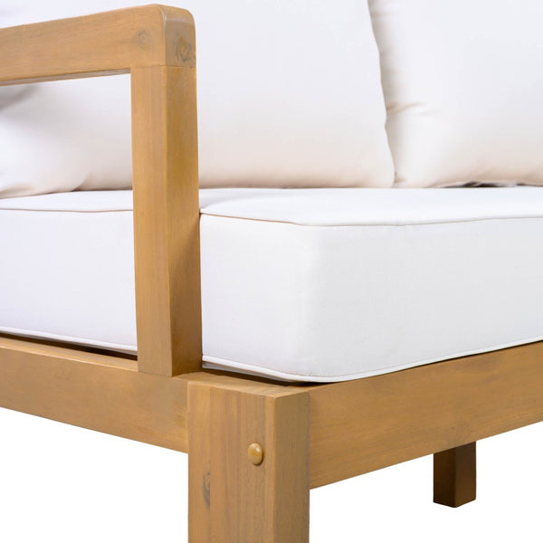 English Elm Outdoor Acacia Wood 3 Seat Patio Sofa with Thick Cushions for Garden or Deck N757P388745N