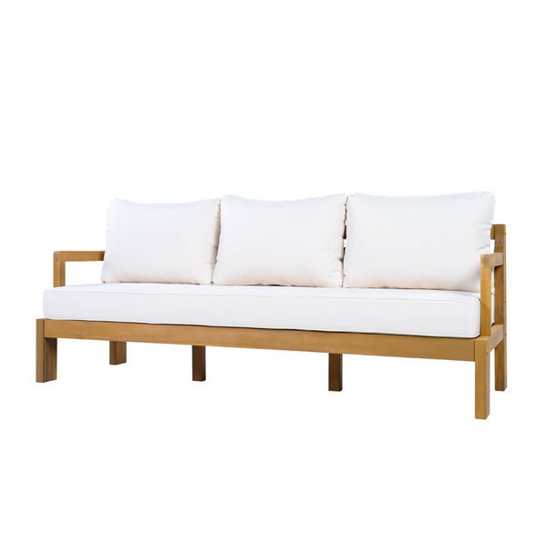 English Elm Outdoor Acacia Wood 3 Seat Patio Sofa with Thick Cushions for Garden or Deck N757P388745N