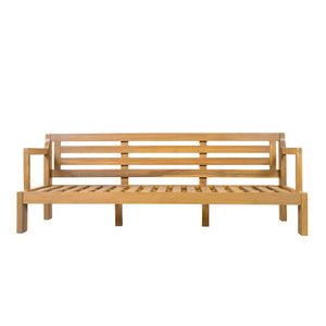 English Elm Outdoor Acacia Wood 3 Seat Patio Sofa with Thick Cushions for Garden or Deck N757P388745N