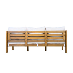 English Elm Outdoor Acacia Wood 3 Seat Patio Sofa with Thick Cushions for Garden or Deck N757P388745N