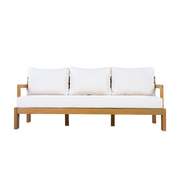 English Elm Outdoor Acacia Wood 3 Seat Patio Sofa with Thick Cushions for Garden or Deck N757P388745N