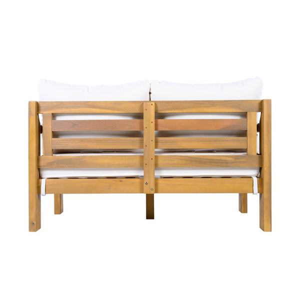 English Elm Outdoor Solid Acacia Wood 2 Piece Patio Chat Set with Thick Foam Cushions N757P388746N
