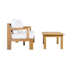 English Elm Outdoor Solid Acacia Wood 2 Piece Patio Chat Set with Thick Foam Cushions N757P388746N