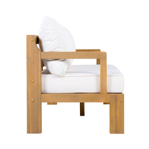 English Elm Outdoor Solid Acacia Wood 2 Piece Patio Chat Set with Thick Foam Cushions N757P388746N