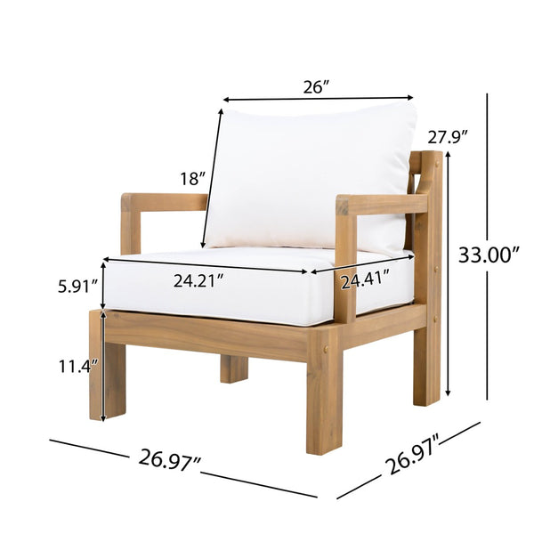 English Elm Outdoor Solid Acacia Wood Patio Lounge Chairs with Thick Cushions Set of 2 N757P388747N