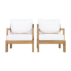 English Elm Outdoor Solid Acacia Wood Patio Lounge Chairs with Thick Cushions Set of 2 N757P388747N