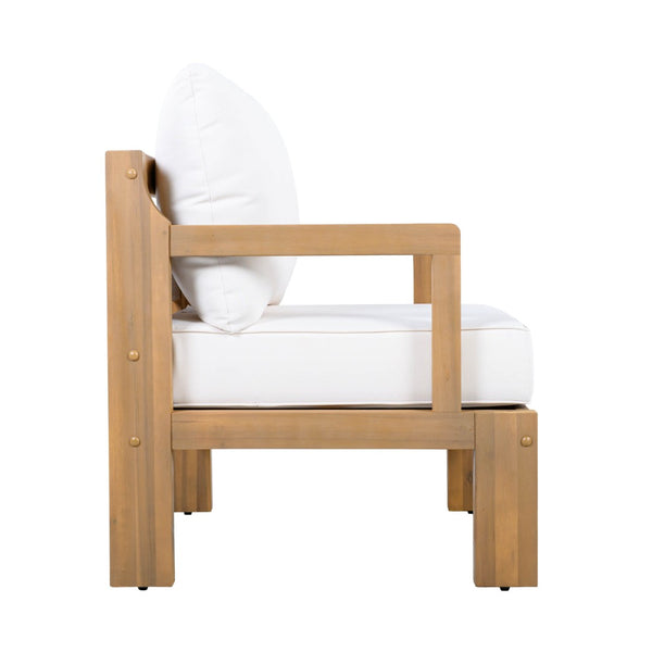English Elm Outdoor Solid Acacia Wood Patio Lounge Chairs with Thick Cushions Set of 2 N757P388747N