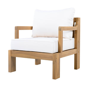 English Elm Outdoor Solid Acacia Wood Patio Lounge Chairs with Thick Cushions Set of 2 N757P388747N