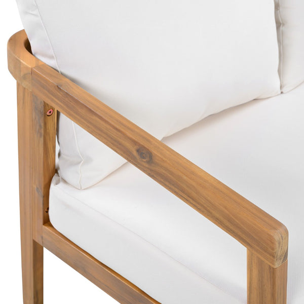 English Elm Outdoor Acacia Wood 3 Seat Patio Sofa with Thick Cushions for Garden Lounging N757P395516I