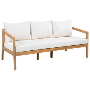 English Elm Outdoor Acacia Wood 3 Seat Patio Sofa with Thick Cushions for Garden Lounging N757P395516I