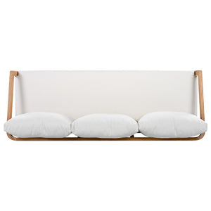 English Elm Outdoor Acacia Wood 3 Seat Patio Sofa with Thick Cushions for Garden Lounging N757P395516I