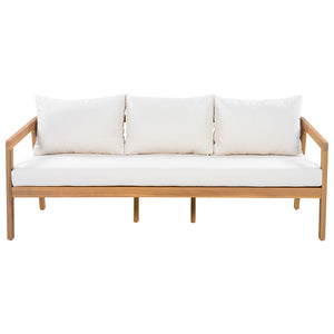 English Elm Outdoor Acacia Wood 3 Seat Patio Sofa with Thick Cushions for Garden Lounging N757P395516I