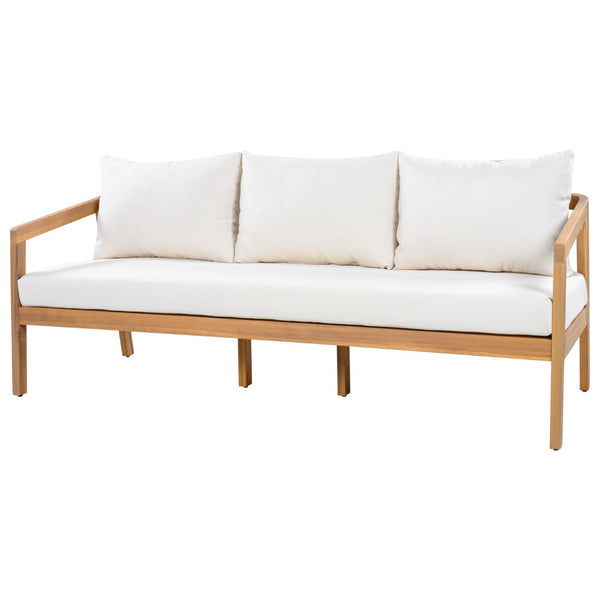 English Elm Outdoor Acacia Wood 3 Seat Patio Sofa with Thick Cushions for Garden Lounging N757P395516I