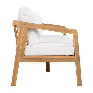 English Elm Outdoor Acacia Wood 3 Seat Patio Sofa with Thick Cushions for Garden Lounging N757P395516I