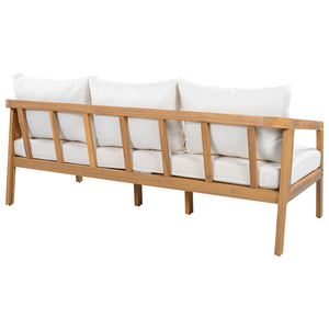 English Elm Outdoor Acacia Wood 3 Seat Patio Sofa with Thick Cushions for Garden Lounging N757P395516I