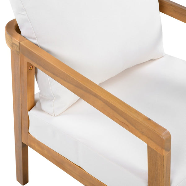 English Elm Outdoor Acacia Wood Patio Bistro Set with Cushioned Chairs and Coffee Table N757P395518I