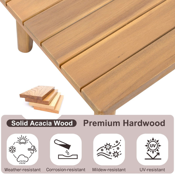 English Elm Outdoor Acacia Wood Patio Bistro Set with Cushioned Chairs and Coffee Table N757P395518I