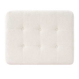 English Elm Upholstered Boucle Tufted Ottoman with Rubberwood Legs for Modern Living Rooms Ivory N757P405846I