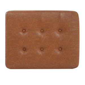 English Elm Upholstered Tufted PU Leather Ottoman with Rubberwood Legs for Living Room Decor N757P405846T