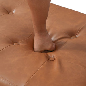 English Elm Upholstered Tufted PU Leather Ottoman with Rubberwood Legs for Living Room Decor N757P405846T