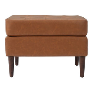 English Elm Upholstered Tufted PU Leather Ottoman with Rubberwood Legs for Living Room Decor N757P405846T