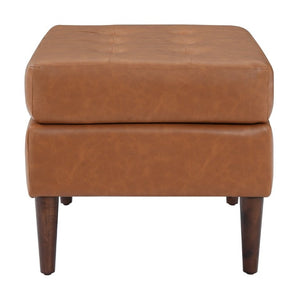 English Elm Upholstered Tufted PU Leather Ottoman with Rubberwood Legs for Living Room Decor N757P405846T