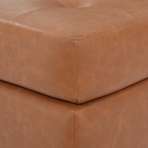 English Elm Upholstered Tufted PU Leather Ottoman with Rubberwood Legs for Living Room Decor N757P405846T