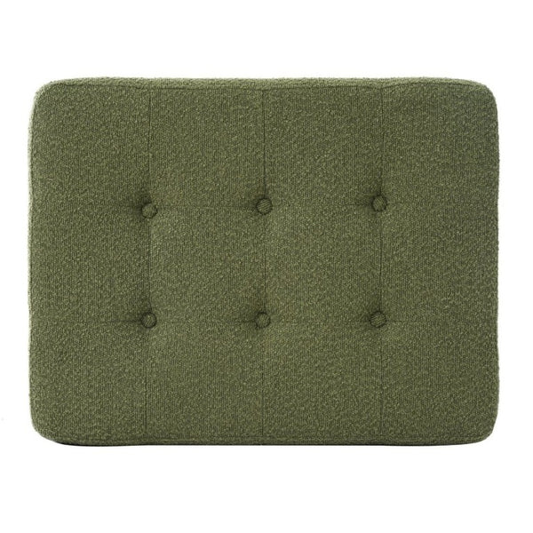 English Elm Upholstered Boucle Tufted Ottoman with Rubberwood Legs for Modern Living Rooms Olive Green N757P405846V