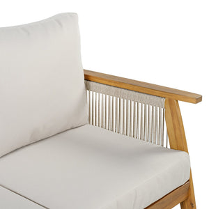English Elm Outdoor Acacia Hardwood Sofa with Handwoven Rope Panels for Patio Lounging N757P408831B