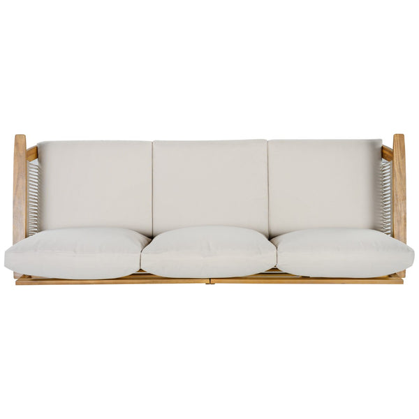 English Elm Outdoor Acacia Hardwood Sofa with Handwoven Rope Panels for Patio Lounging N757P408831B