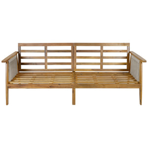 English Elm Outdoor Acacia Hardwood Sofa with Handwoven Rope Panels for Patio Lounging N757P408831B