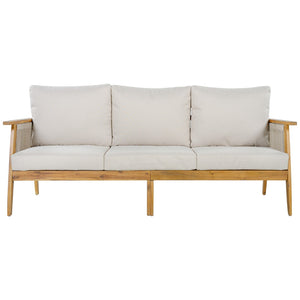 English Elm Outdoor Acacia Hardwood Sofa with Handwoven Rope Panels for Patio Lounging N757P408831B