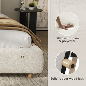 English Elm California King Boucle Upholstered Bed Sculptural Curved Headboard Modern Bedroom N757P411871K