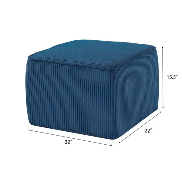 English Elm Upholstered Corduroy Square Ottoman Ribbed Texture Foam Coil Modern Living Room Blue N757P414086L