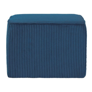 English Elm Upholstered Corduroy Square Ottoman Ribbed Texture Foam Coil Modern Living Room Blue N757P414086L