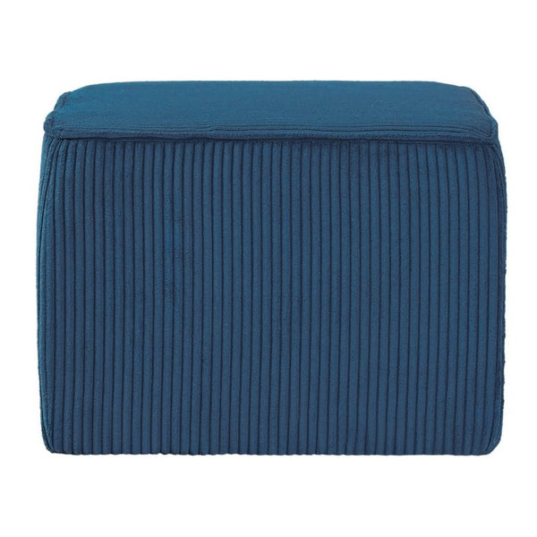 English Elm Upholstered Corduroy Square Ottoman Ribbed Texture Foam Coil Modern Living Room Blue N757P414086L