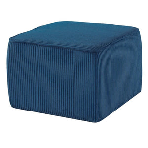English Elm Upholstered Corduroy Square Ottoman Ribbed Texture Foam Coil Modern Living Room Blue N757P414086L