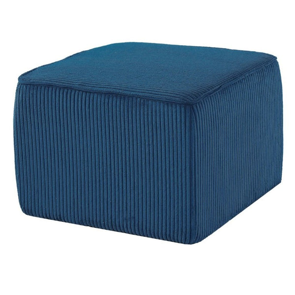 English Elm Upholstered Corduroy Square Ottoman Ribbed Texture Foam Coil Modern Living Room Blue N757P414086L