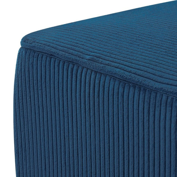 English Elm Upholstered Corduroy Square Ottoman Ribbed Texture Foam Coil Modern Living Room Blue N757P414086L