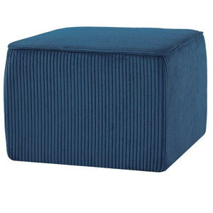 English Elm Upholstered Corduroy Square Ottoman Ribbed Texture Foam Coil Modern Living Room Blue N757P414086L