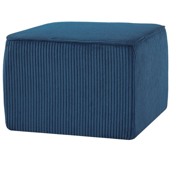 English Elm Upholstered Corduroy Square Ottoman Ribbed Texture Foam Coil Modern Living Room Blue N757P414086L