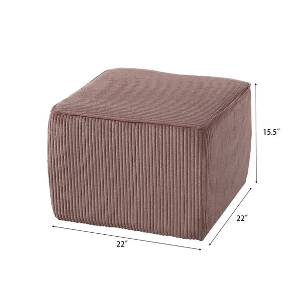 English Elm Upholstered Corduroy Square Ottoman Ribbed Texture Foam Coil Modern Living Room Pink N757P414086P