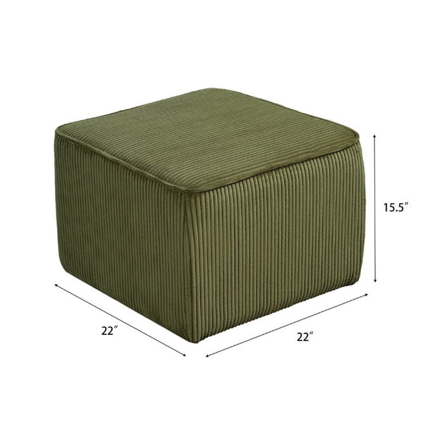 English Elm Upholstered Square Ottoman Ribbed Corduroy Foam Seat for Living Room or Den N757P414086V