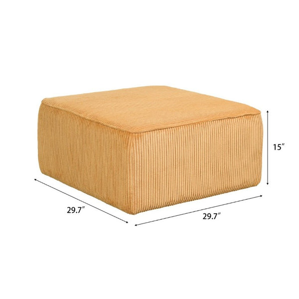 English Elm Upholstered Square Corduroy Ottoman Coil Spring Foam Seat for Living Room Accent N757P414087Y