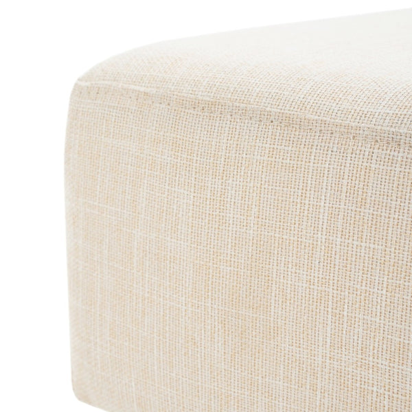 English Elm Rectangular Linen Ottoman Bench with Open Shelf Solid Wood Legs for Bedroom or Living Room N757P414089I
