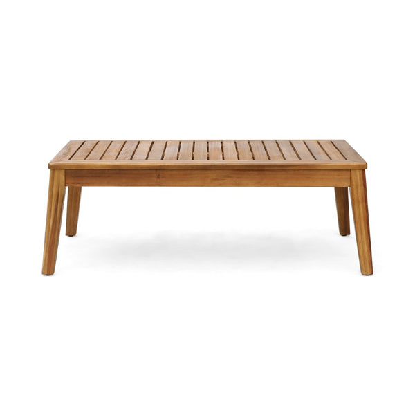 English Elm Outdoor Acacia Wood L Shaped Sectional Patio Set with Ottoman and Coffee Table N757P415475B
