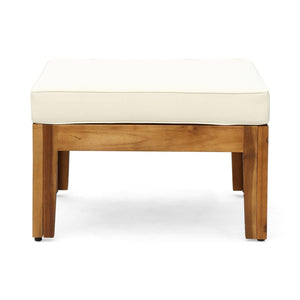 English Elm Outdoor Acacia Wood L Shaped Sectional Patio Set with Ottoman and Coffee Table N757P415475B