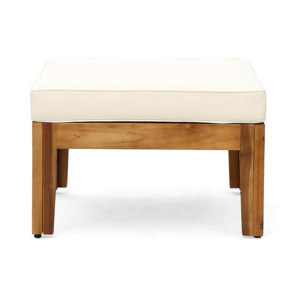 English Elm Outdoor Acacia Wood L Shaped Sectional Patio Set with Ottoman and Coffee Table N757P415475B