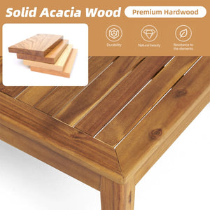English Elm Outdoor Acacia Wood L Shaped Sectional Patio Set with Ottoman and Coffee Table N757P415475B