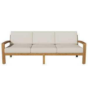 English Elm Outdoor Acacia Wood L Shaped Sectional Patio Set with Ottoman and Coffee Table N757P415475B